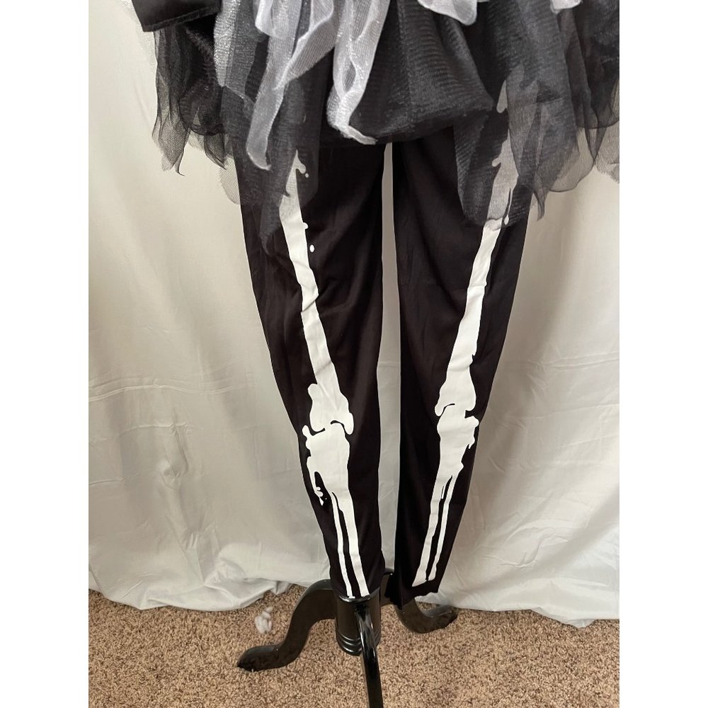 Girls Black/White Skeleton Tulle Bottom Top & Pant Halloween Costume - Picture 7 of 12